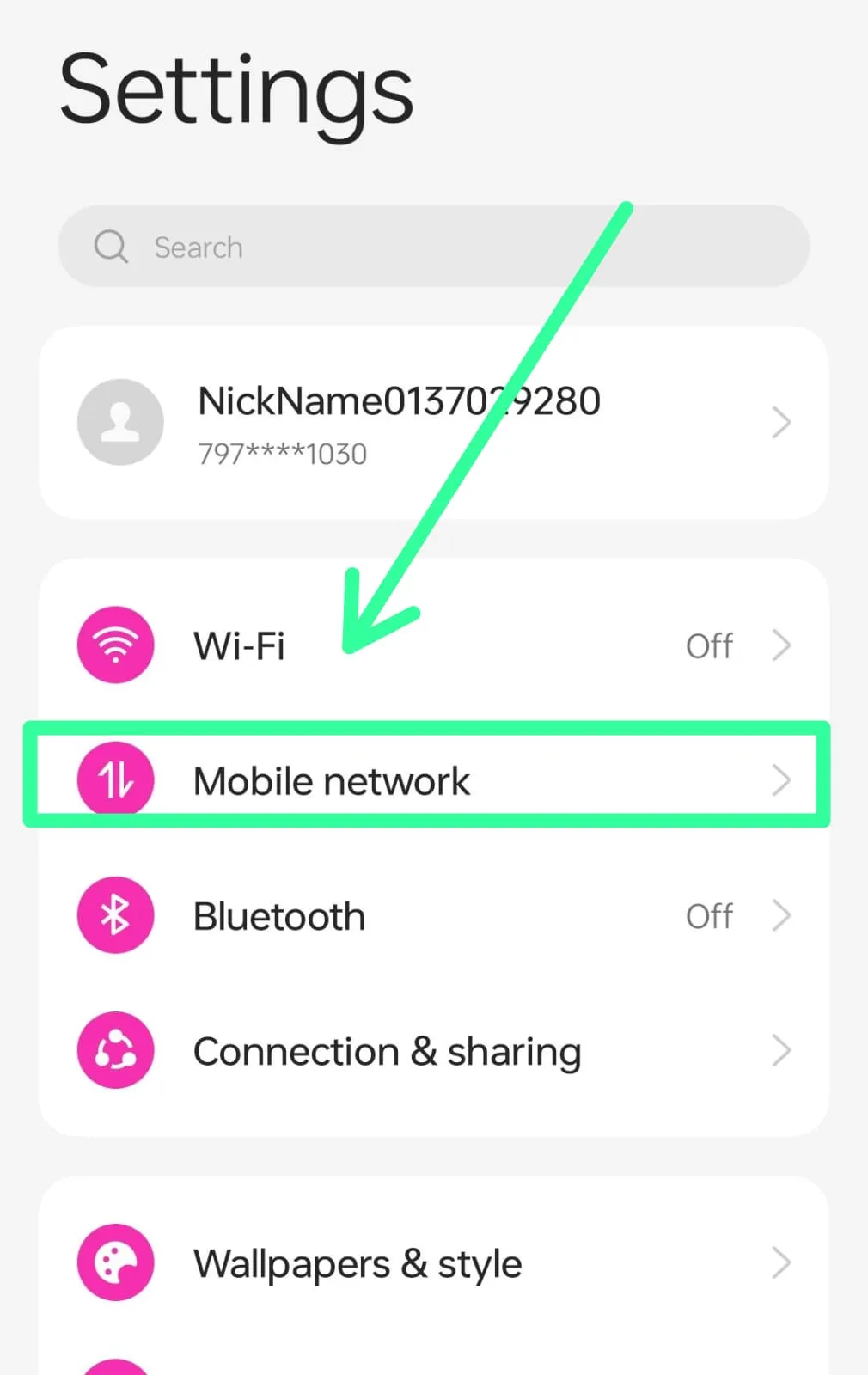 Mobile Network Option